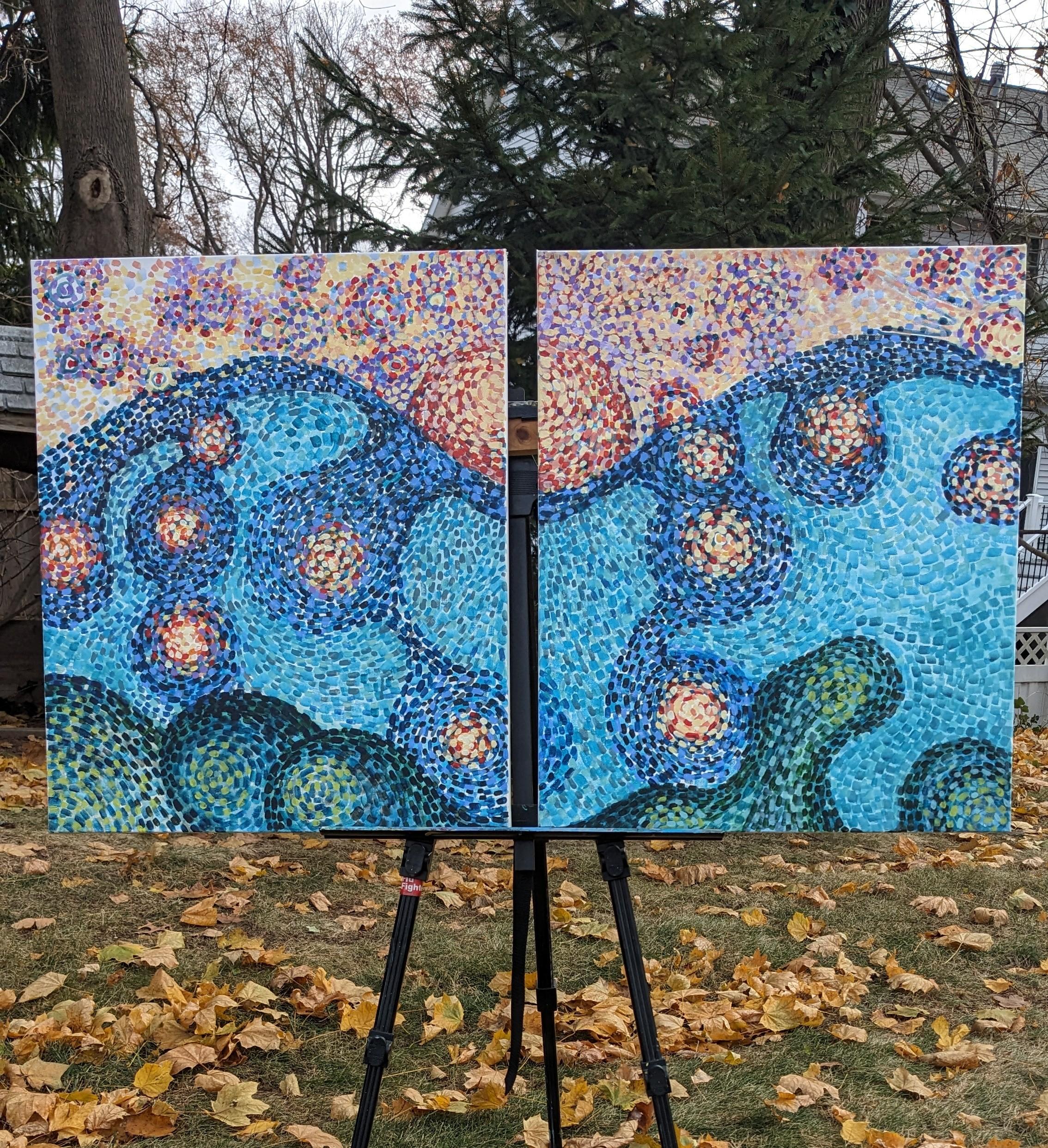 Cieli blu, Pittura astratta - Painting Astratto di Diana Elena Chelaru