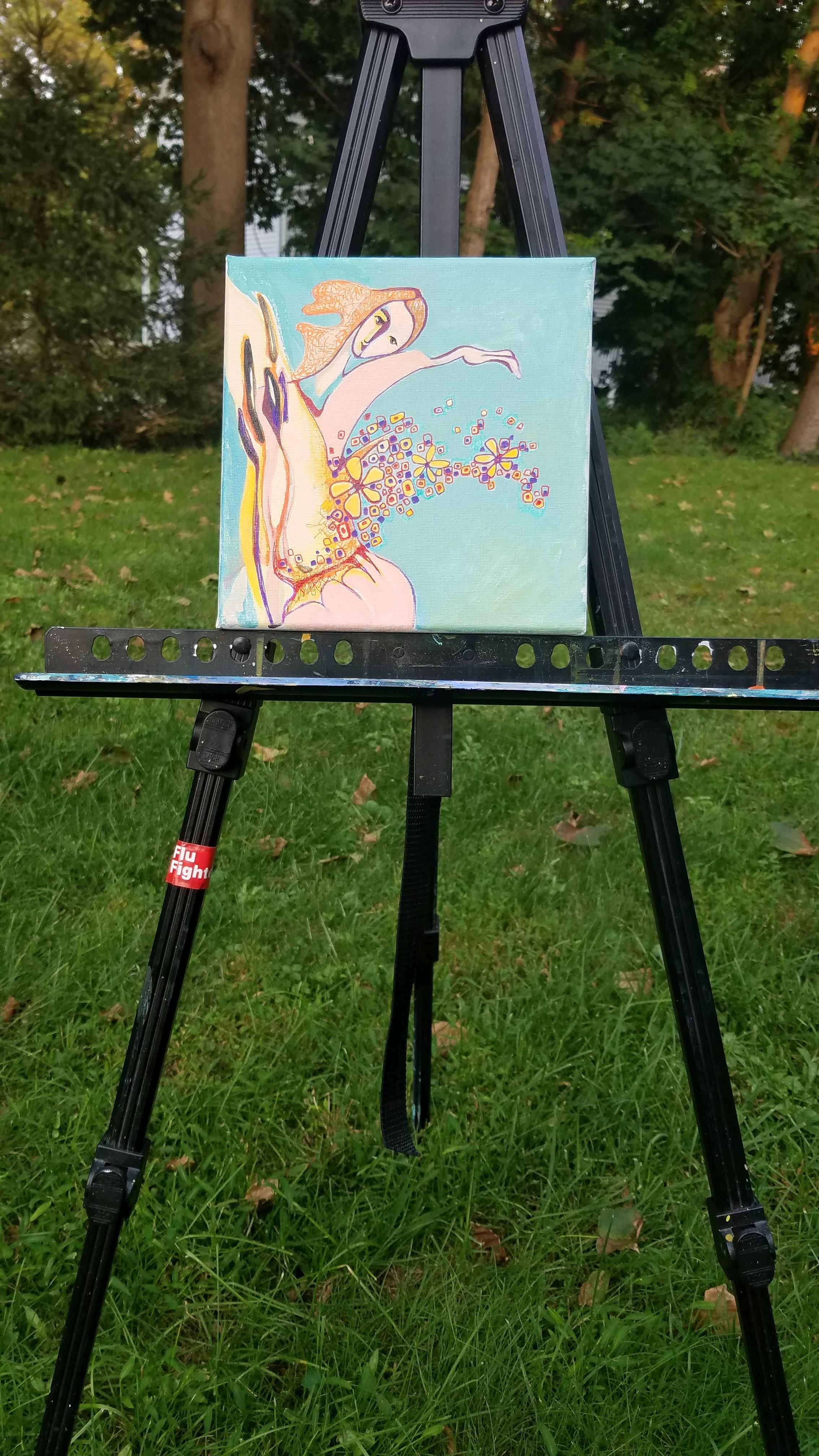Bailando con el viento, Pintura original - Figurative Painting Verde de Diana Elena Chelaru