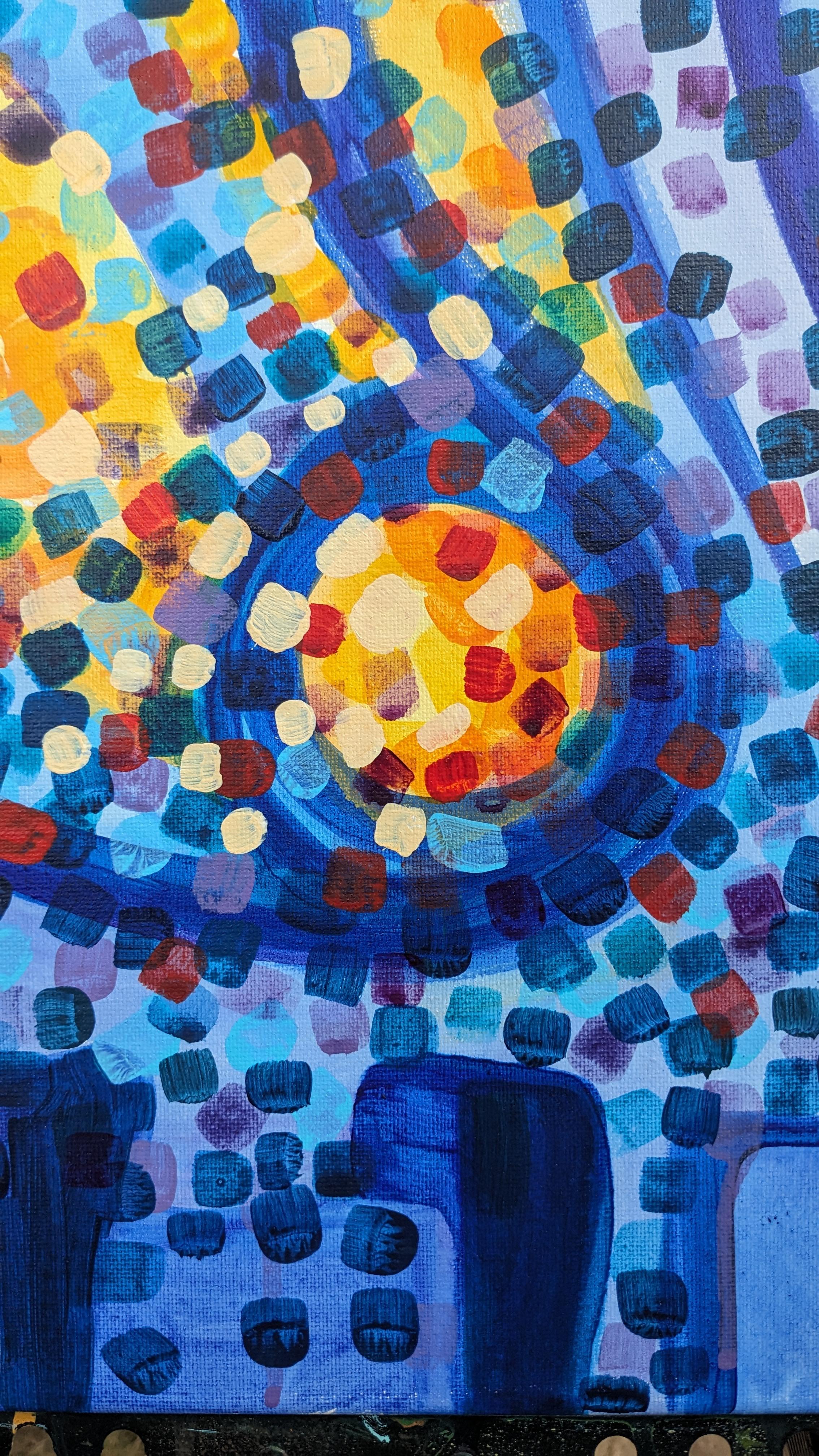 Gotas de Luz Matutina, Pintura Original - Interior Painting Azul de Diana Elena Chelaru