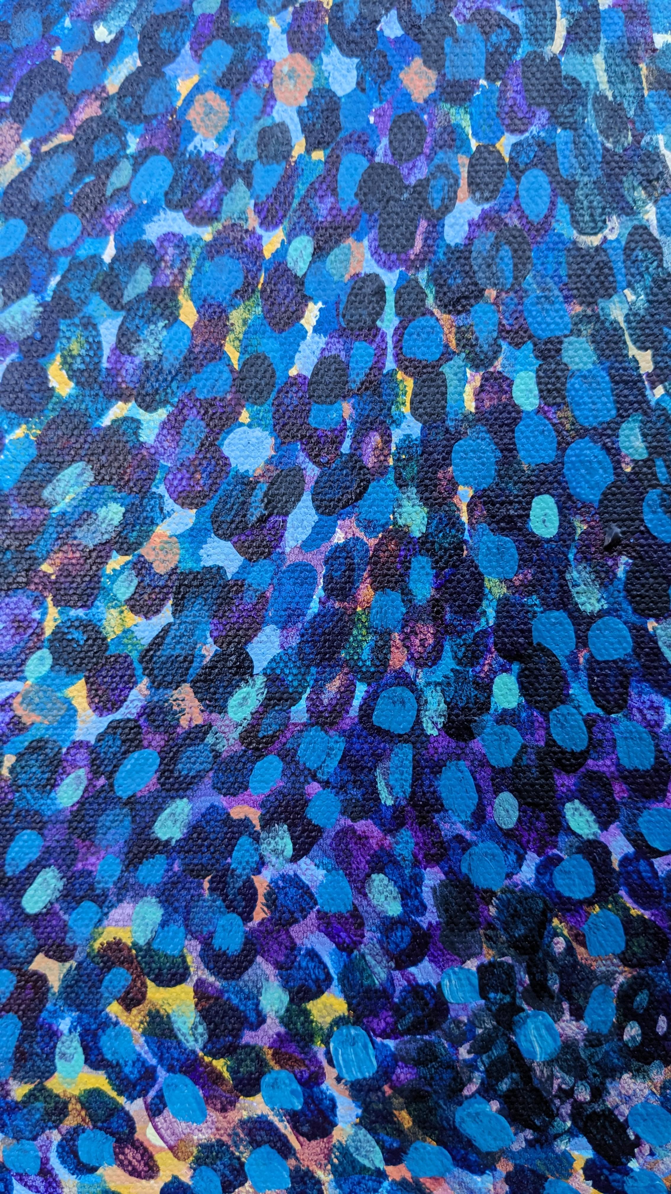 En la oscuridad, pintura abstracta - Landscape Painting Azul de Diana Elena Chelaru