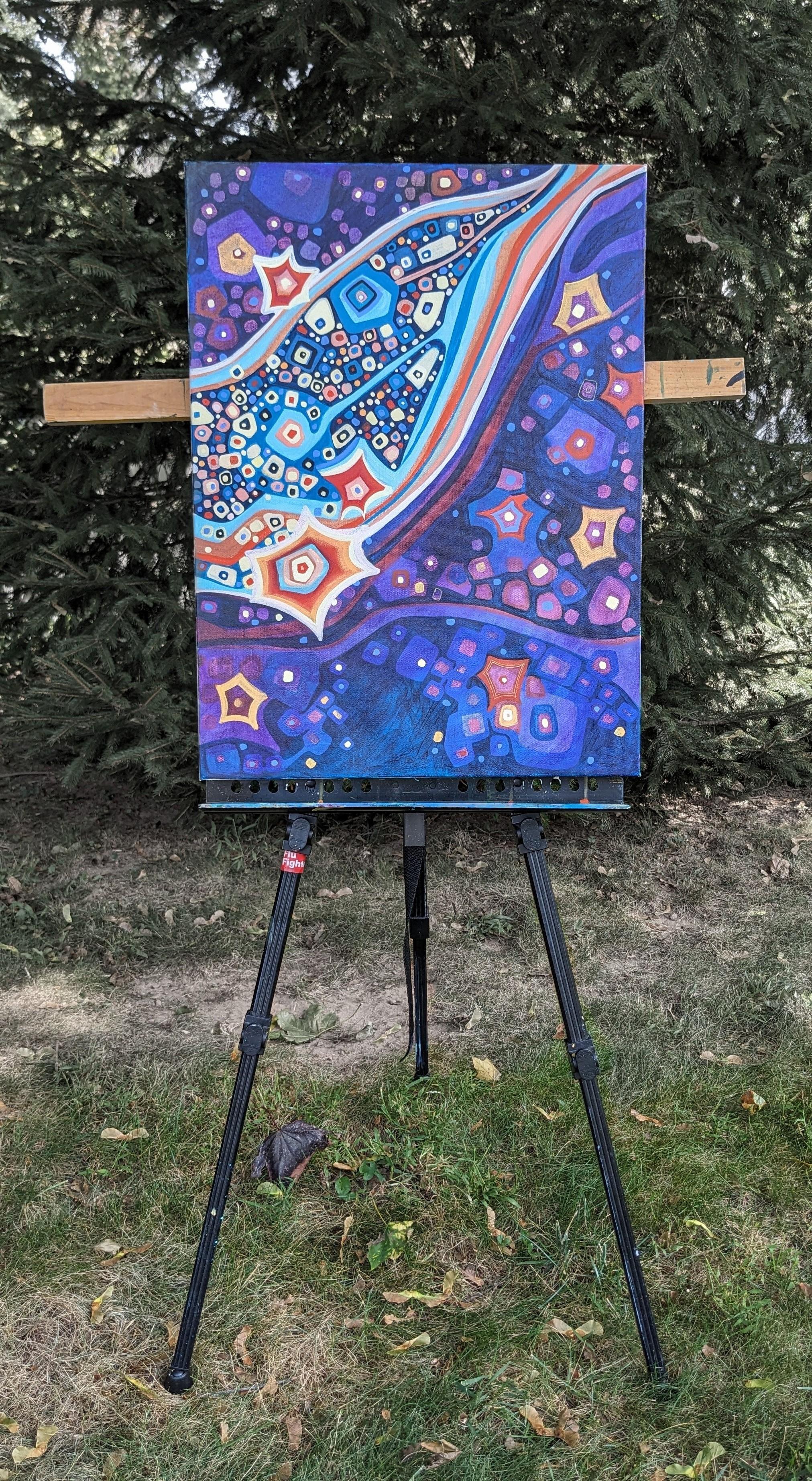 Milky Way, Abstraktes Gemälde (Violett), Abstract Painting, von Diana Elena Chelaru