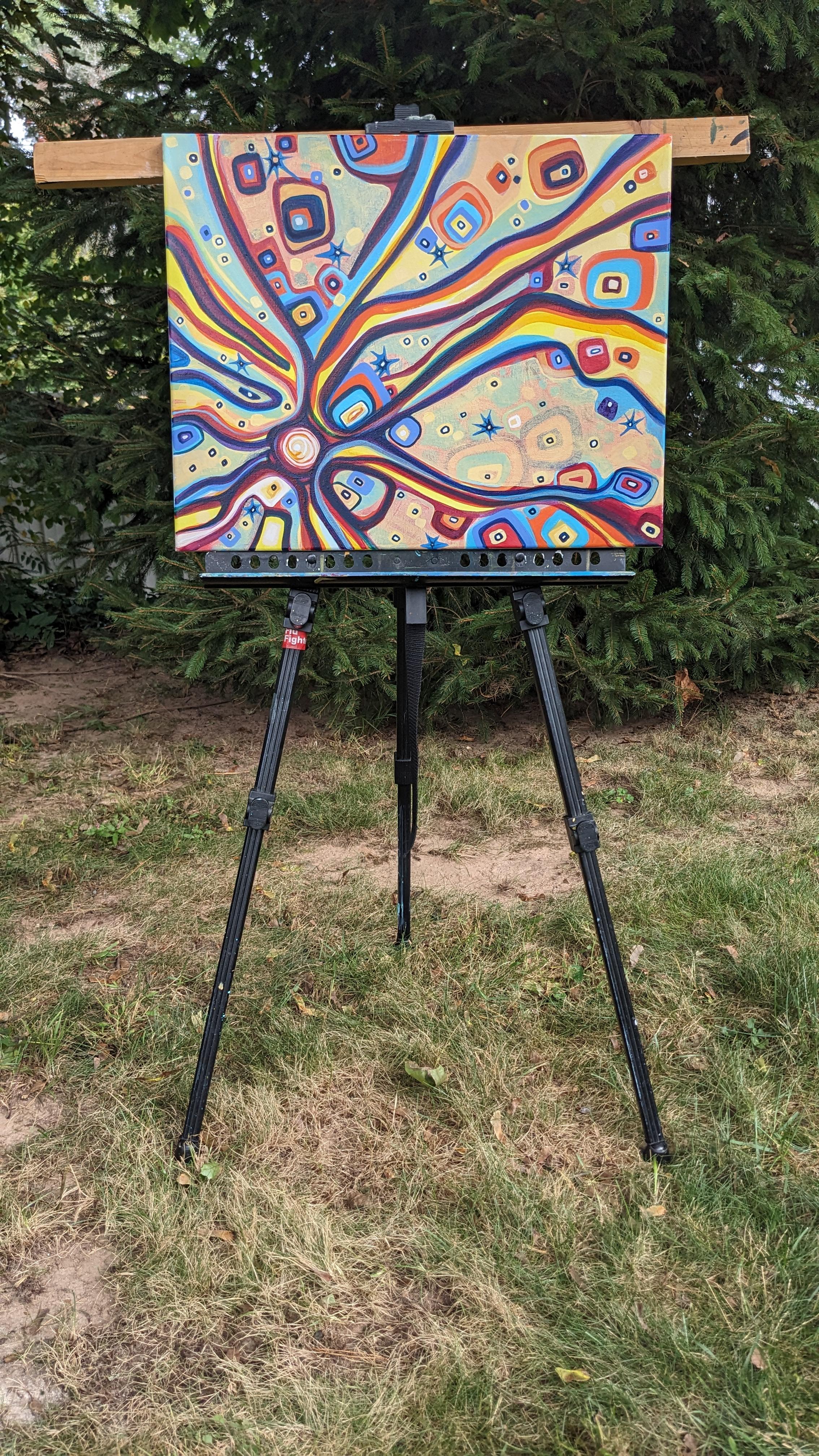 Sparks, Abstraktes Gemälde (Beige), Abstract Painting, von Diana Elena Chelaru