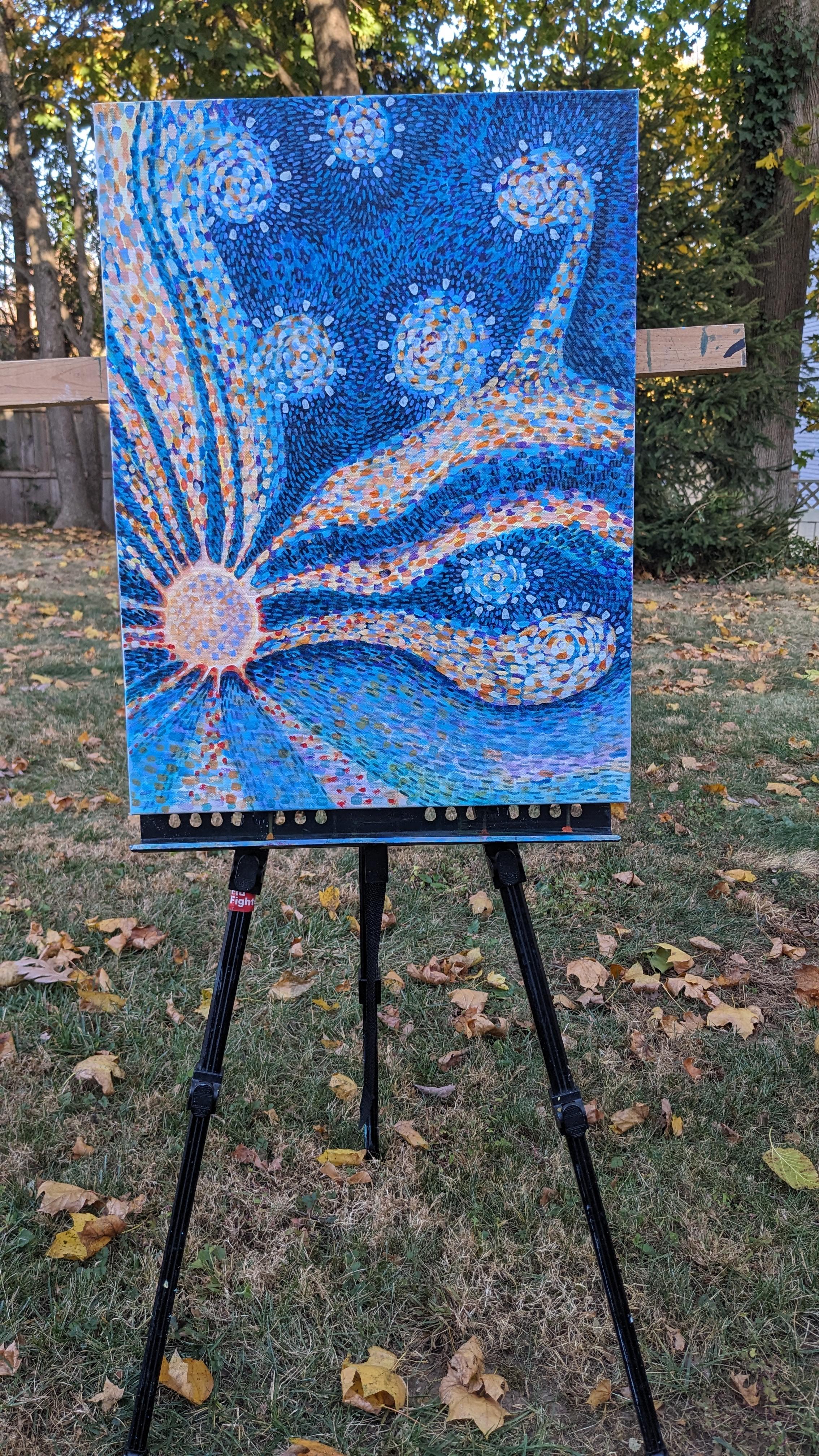 Scintille nel cielo, pittura astratta - Painting Astratto di Diana Elena Chelaru