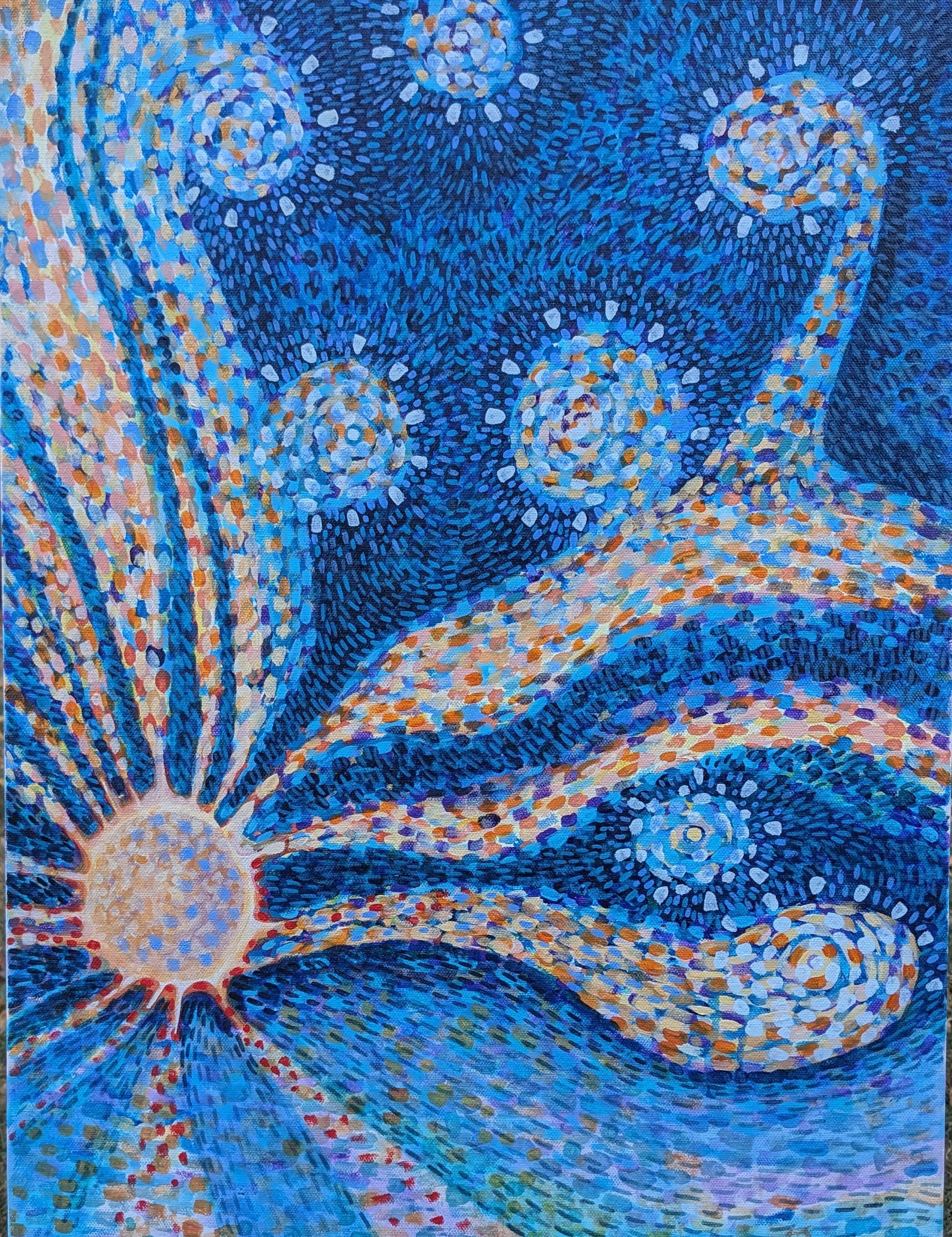 Landscape Painting di Diana Elena Chelaru - Scintille nel cielo, pittura astratta