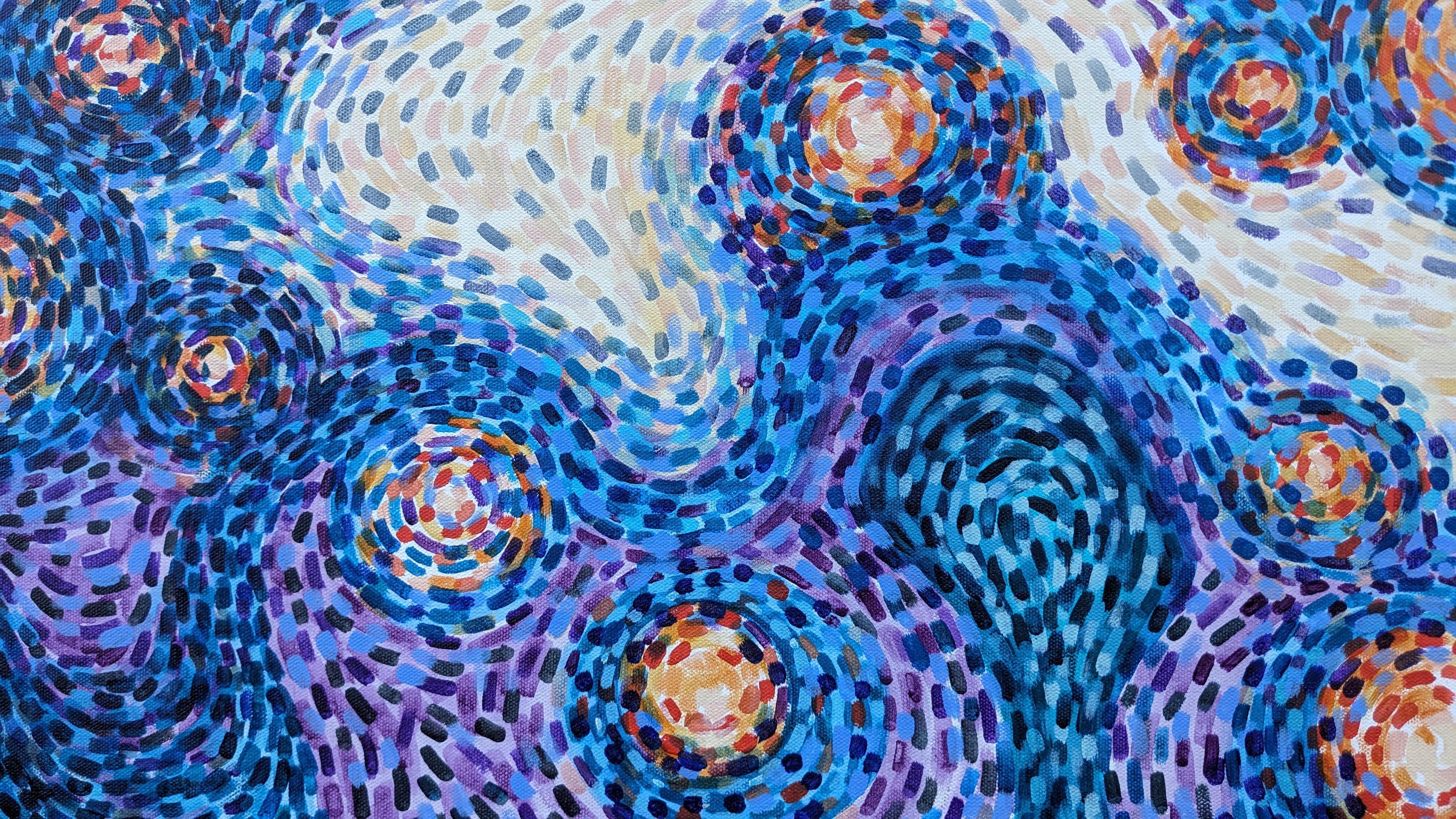 Scintille di luce, Pittura astratta - Abstract Painting Blu di Diana Elena Chelaru