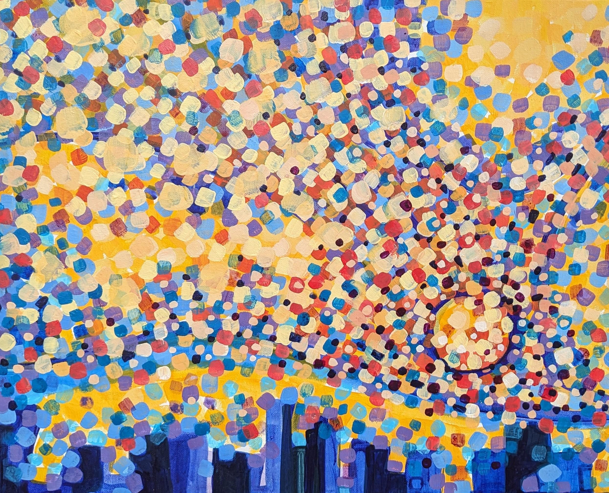 Diana Elena Chelaru Interior Painting - Star over the City, Original Painting
