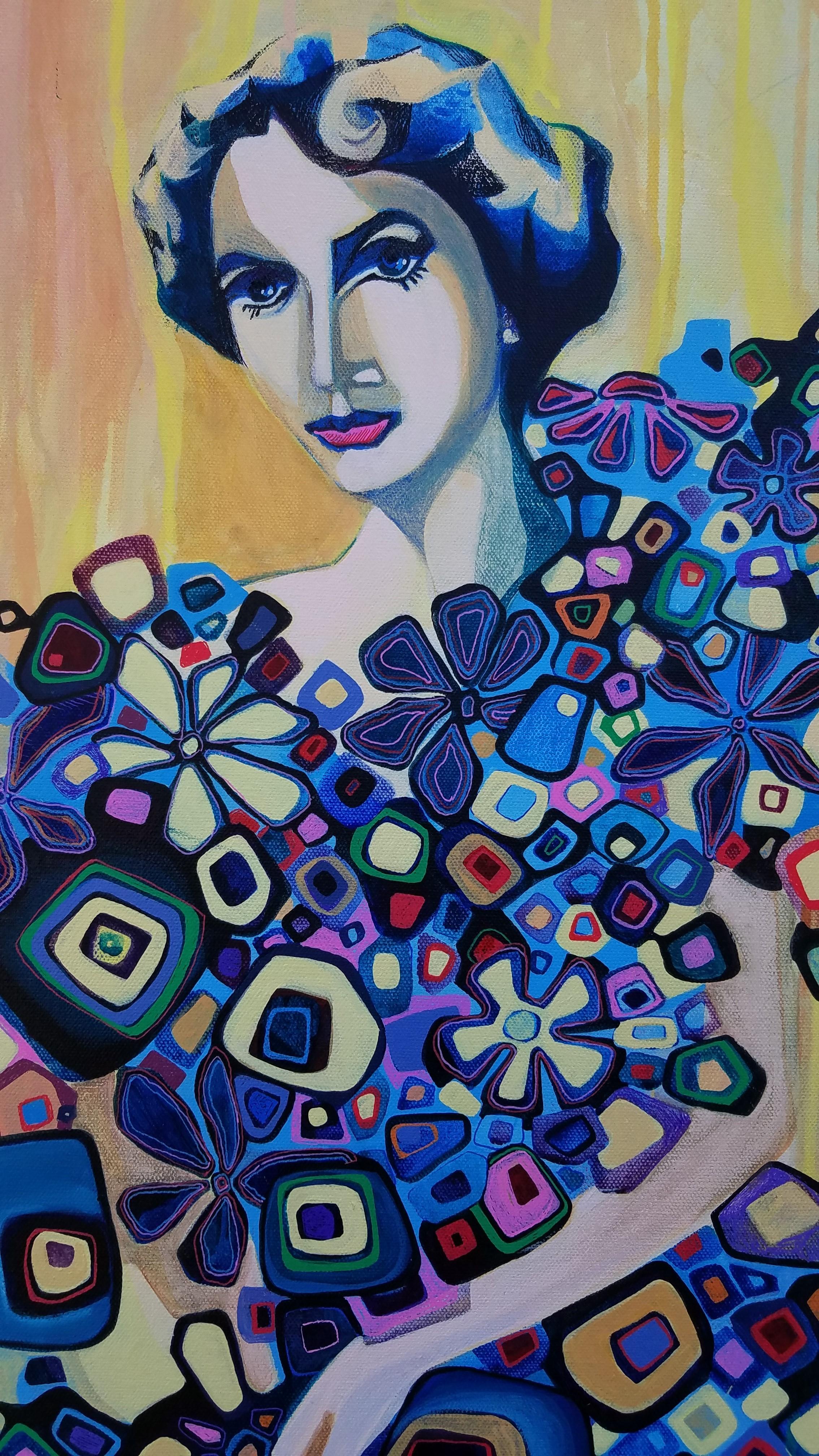 femme bleue peinture