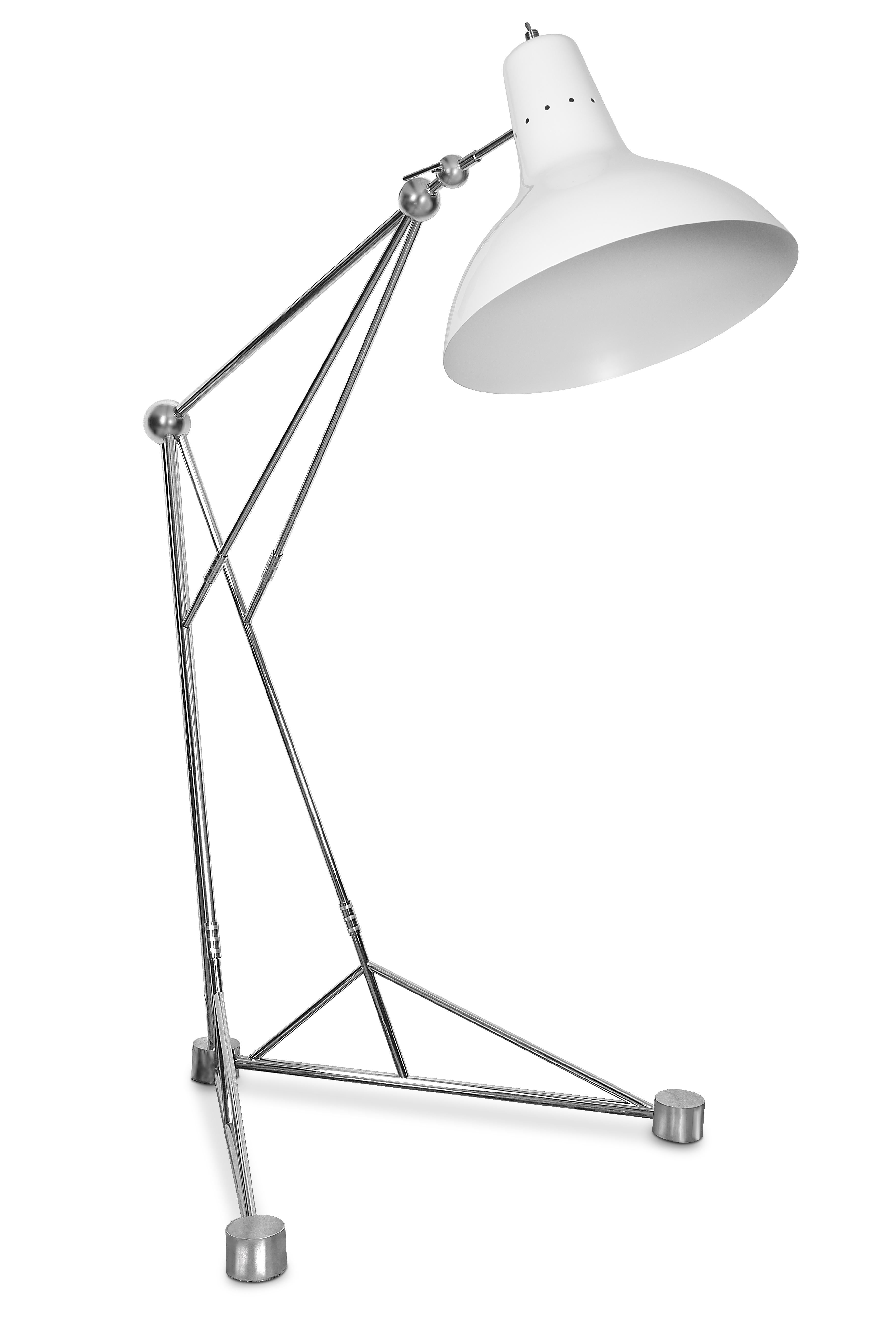 Mid-Century Modern Diana Floor Lamp in Aluminum For Sale