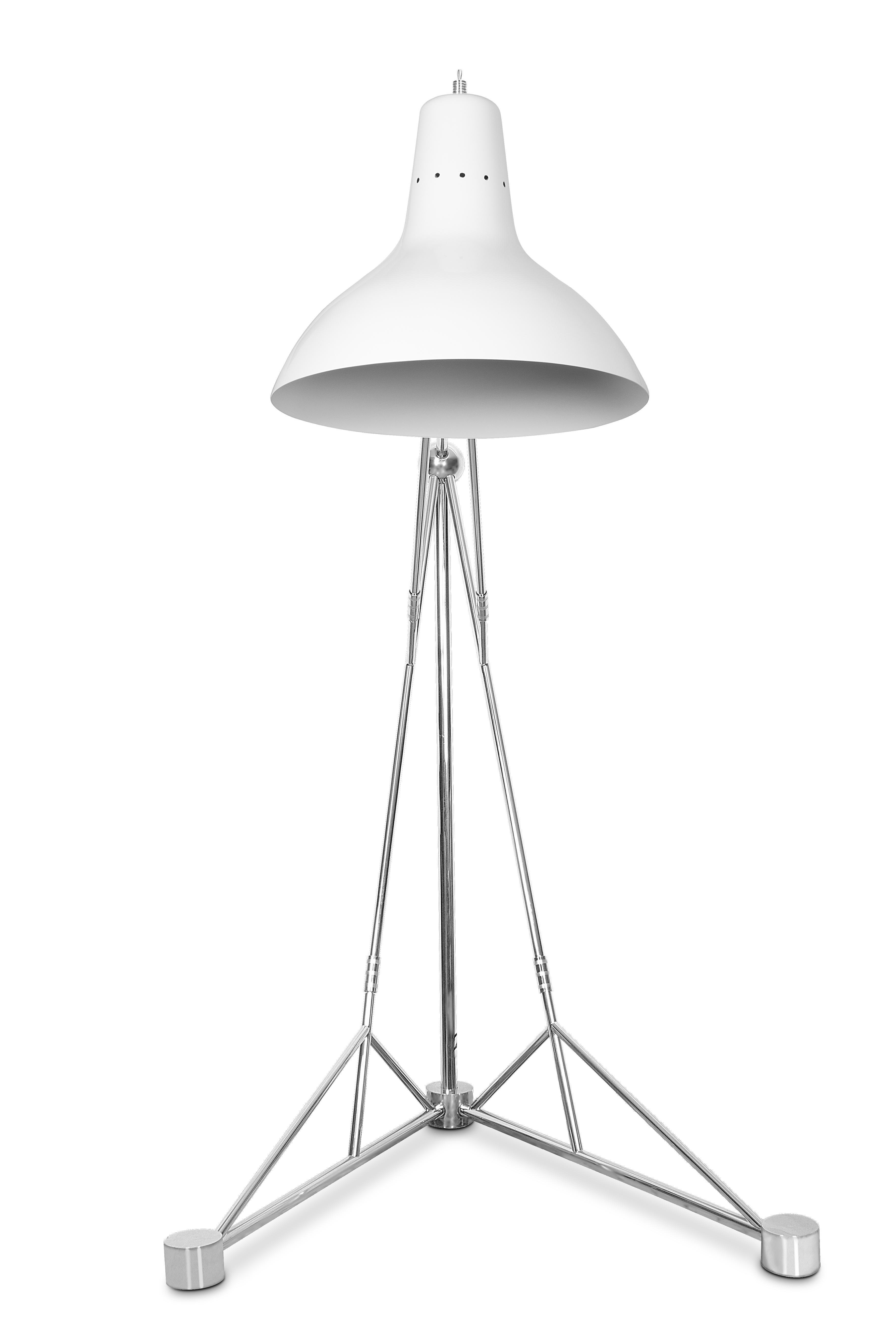 European Diana Floor Lamp in Aluminum For Sale