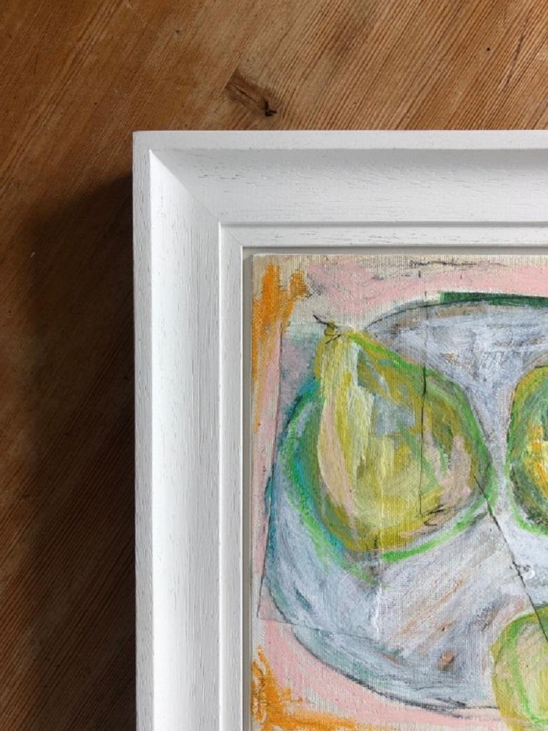 Pear Study, Diana Forbes, Original Framed Still Life, Affordable Artwork - Abstract Mixed Media Art by Diana Forbes 
