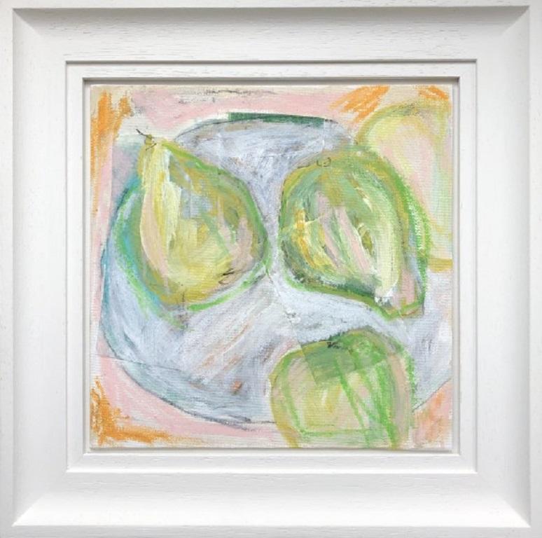 Pear Study, Diana Forbes, Original Framed Still Life, Affordable Artwork - Mixed Media Art by Diana Forbes 