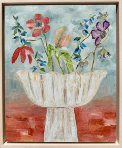 Studio Flowers; Salvia und Anemone, Originalgemälde, Blumen