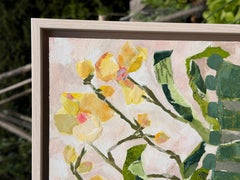 Studio Flowers, Yellow orchids on pink, original painting, flowers