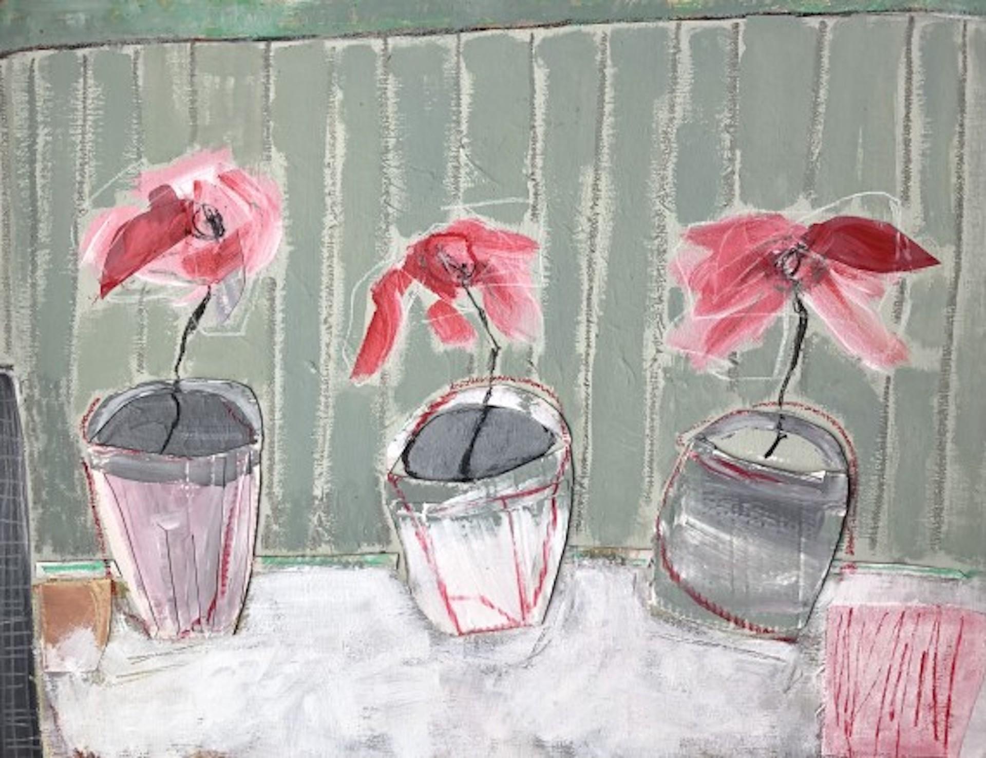Diana Forbes Still-Life Painting – Eine Versammlung,  Original Naives Blumenstillleben Gemälde, Erschwingliche Kunst