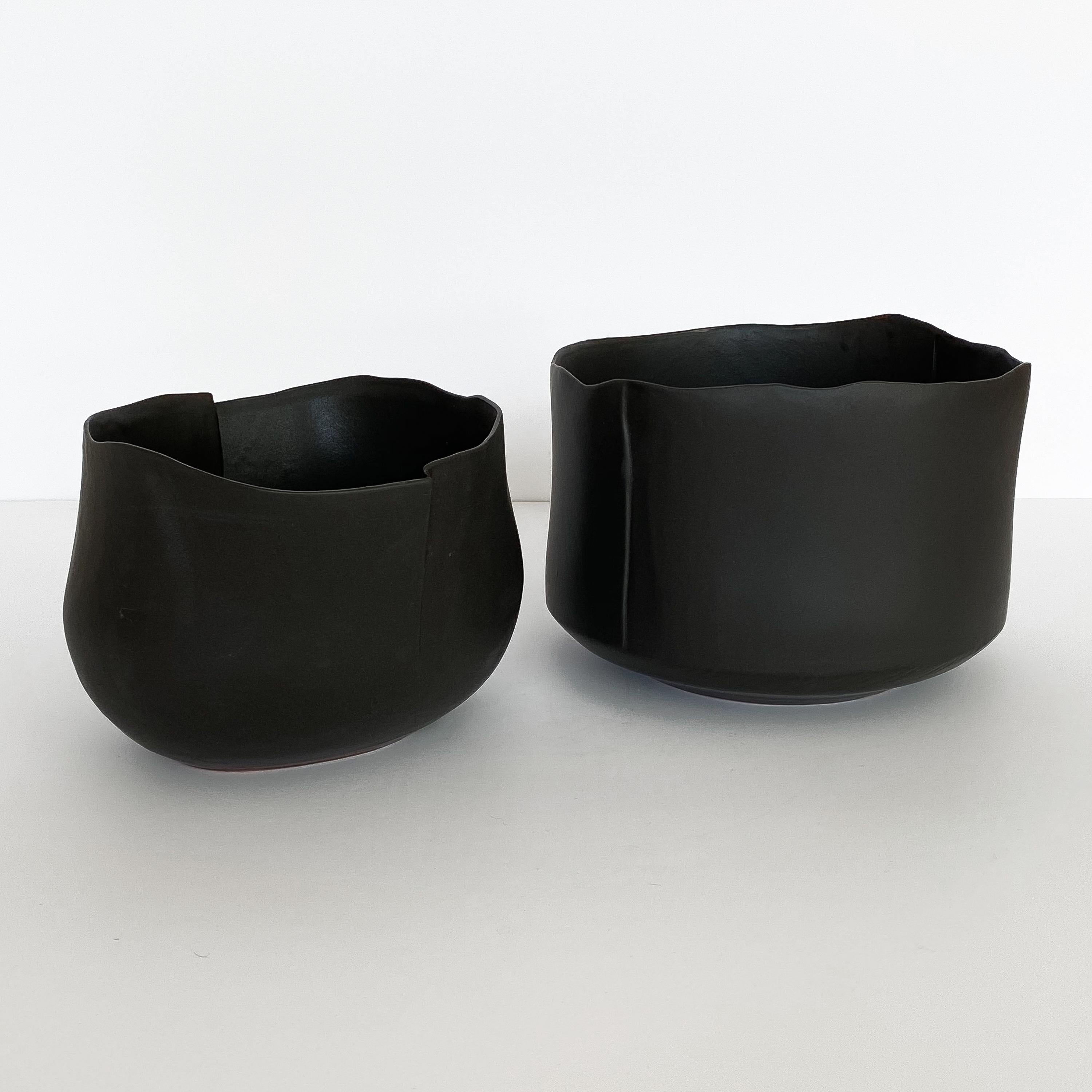 Diana Gillispie Large Pieced Black Glazed Ceramic Bowl 3