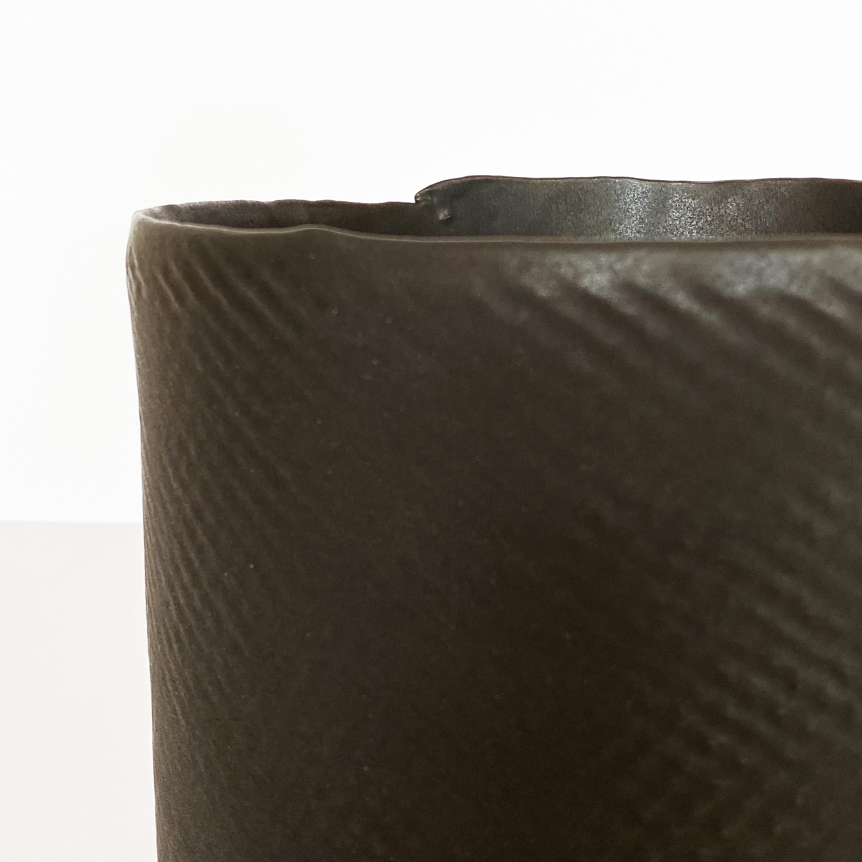 Modern Diana Gillispie Textured Black Glazed Ceramic Bowl