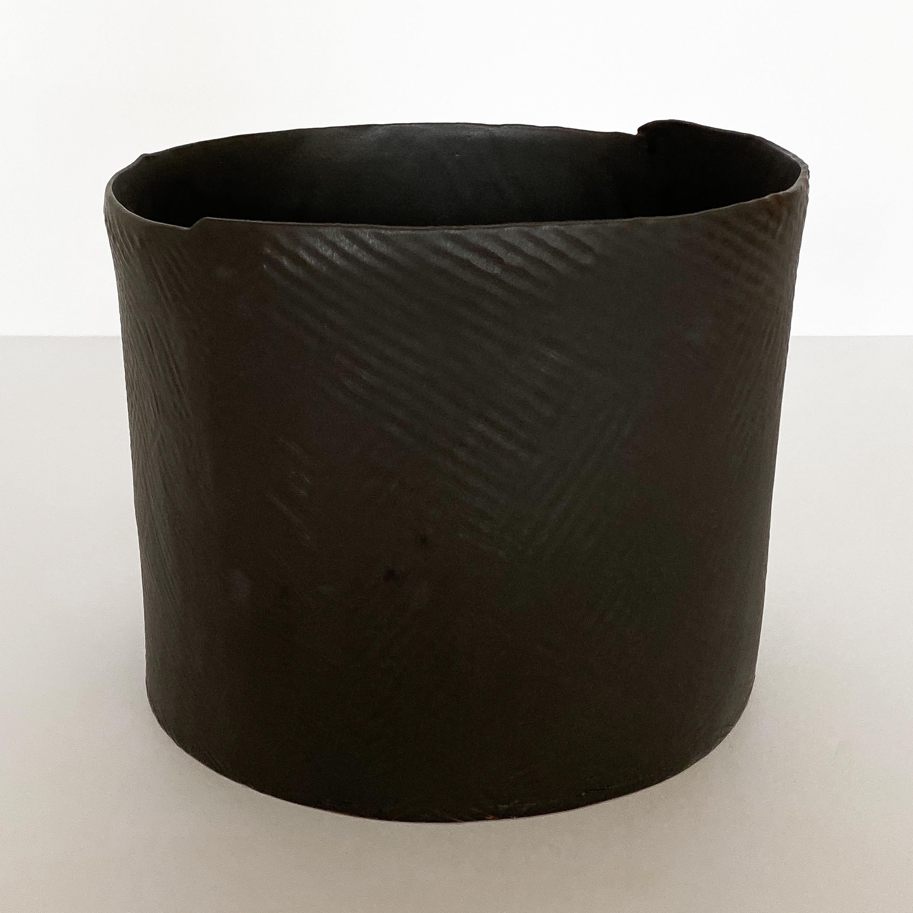 American Diana Gillispie Textured Black Glazed Ceramic Bowl