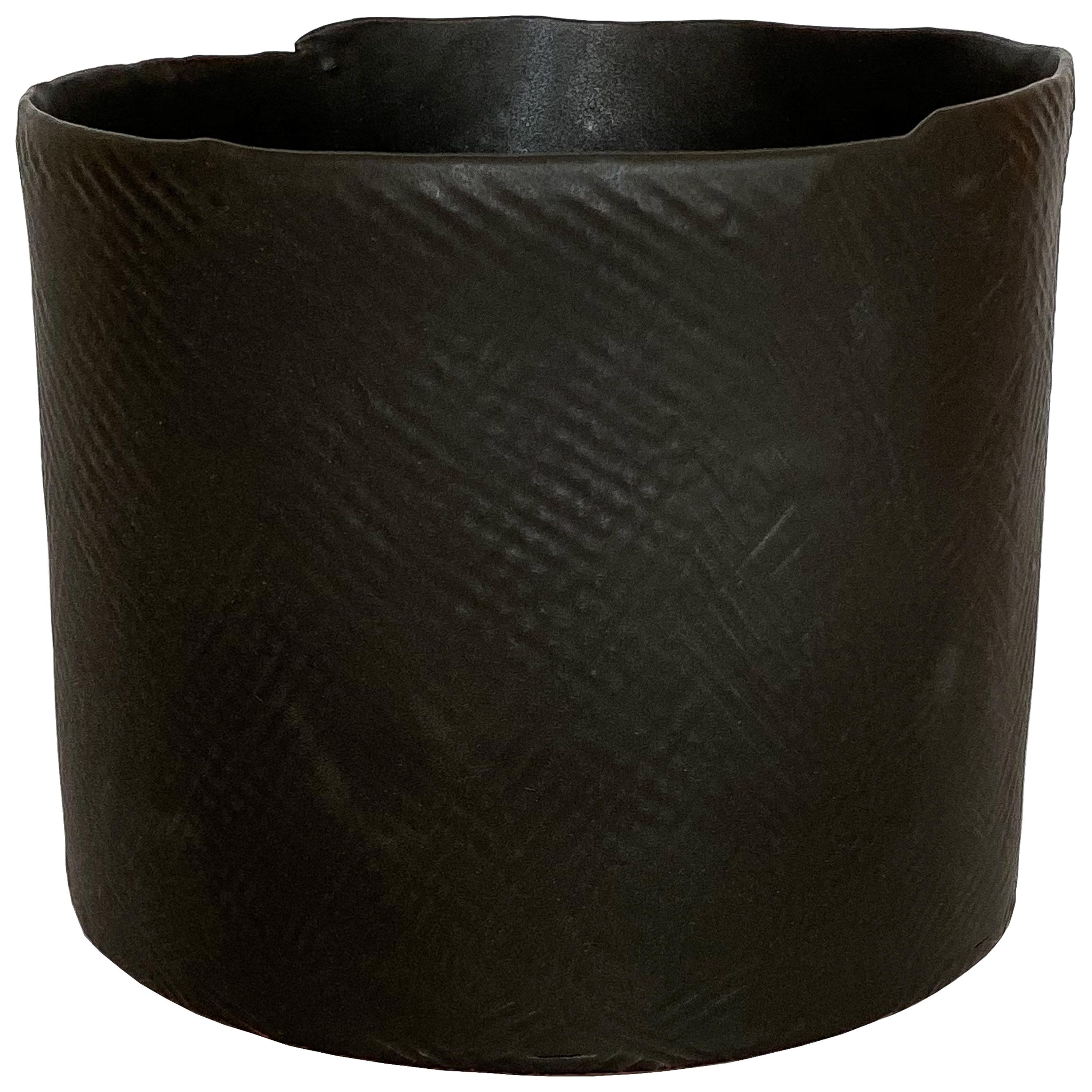 Diana Gillispie Textured Black Glazed Ceramic Bowl