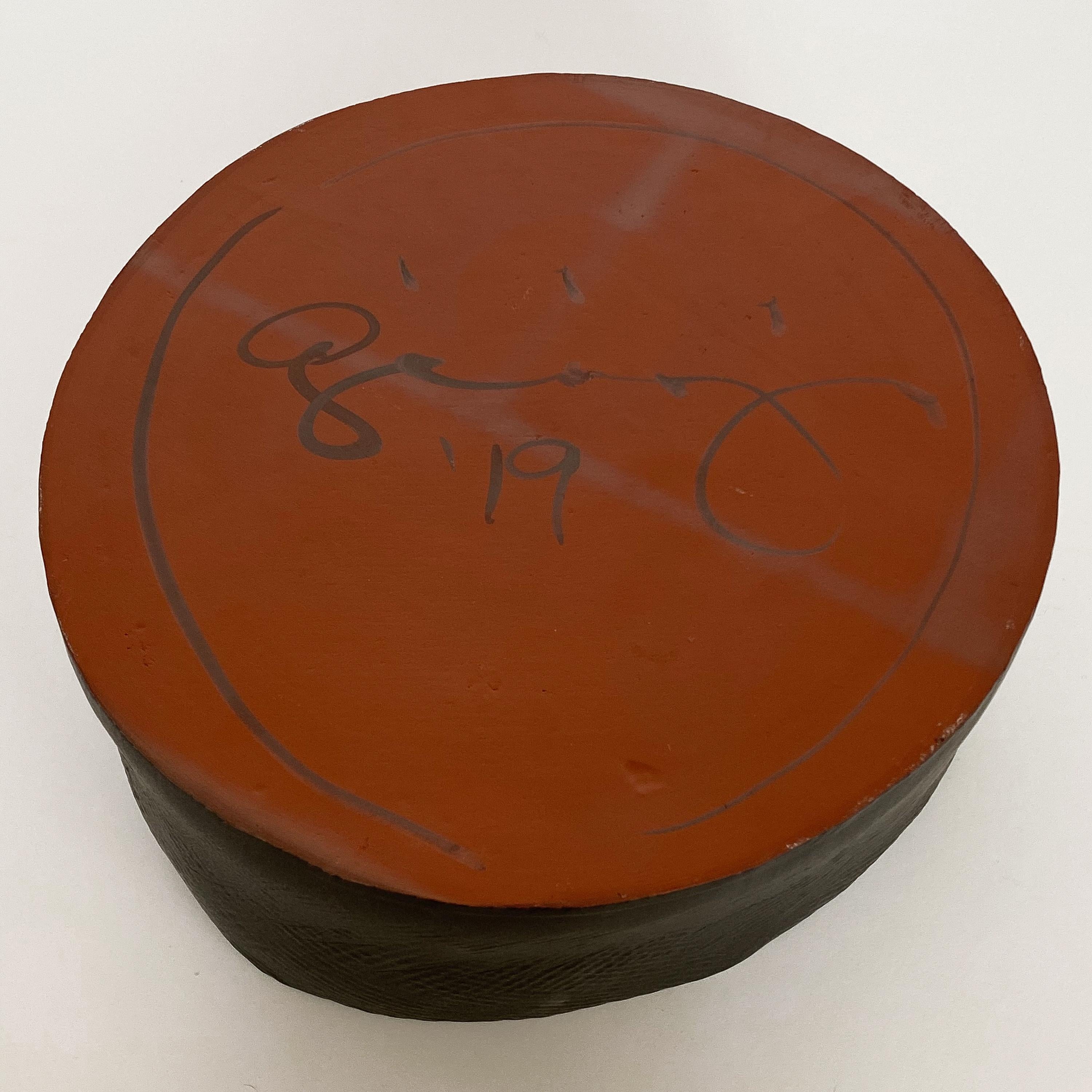Contemporary Diana Gillispie Textured Black Glazed Ceramic Centerpiece Bowl