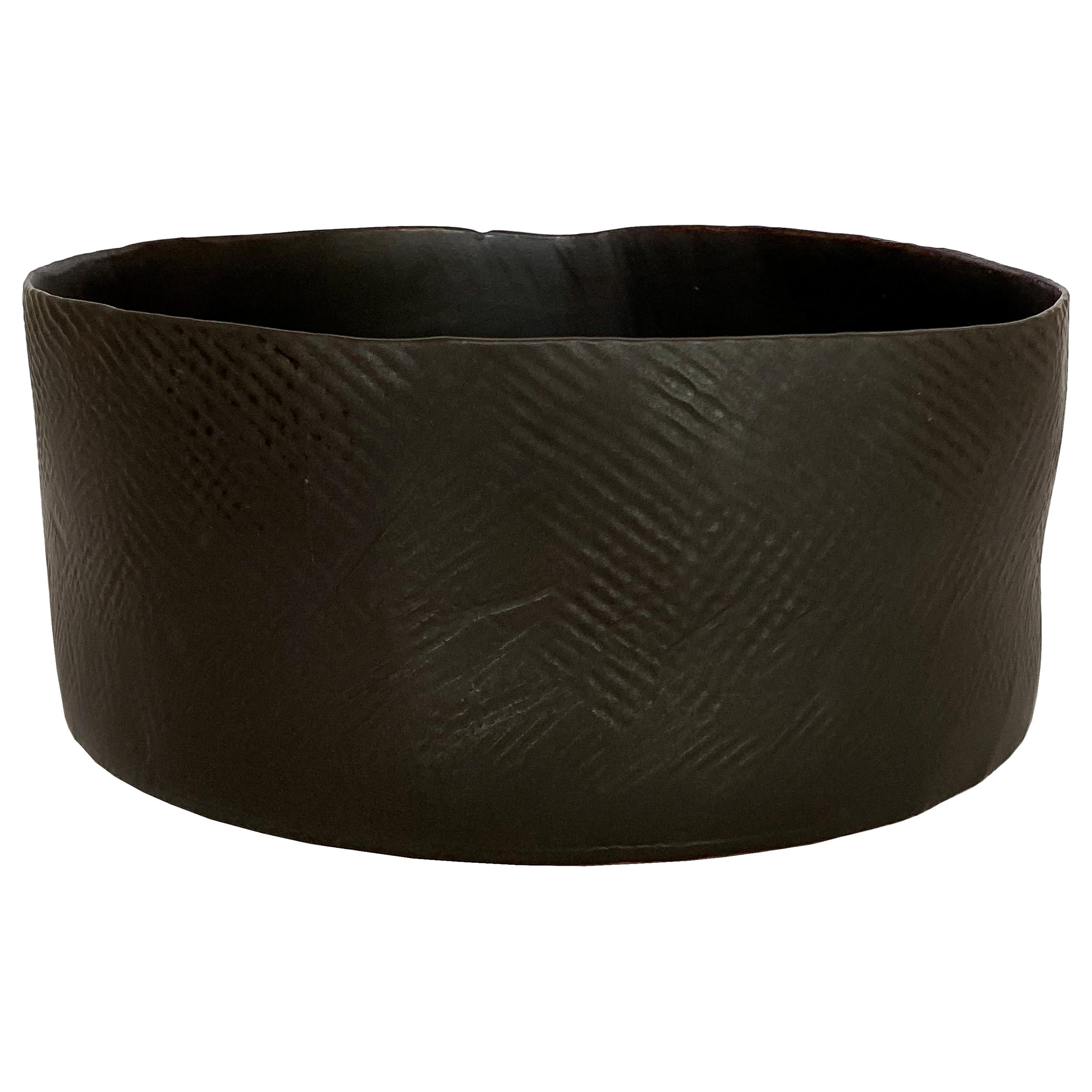 Diana Gillispie Textured Black Glazed Ceramic Centerpiece Bowl