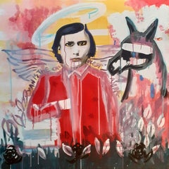Nietzsche Forever Young, mit Turinpferd im Elysium, Gemälde, Acryl auf Leinwand