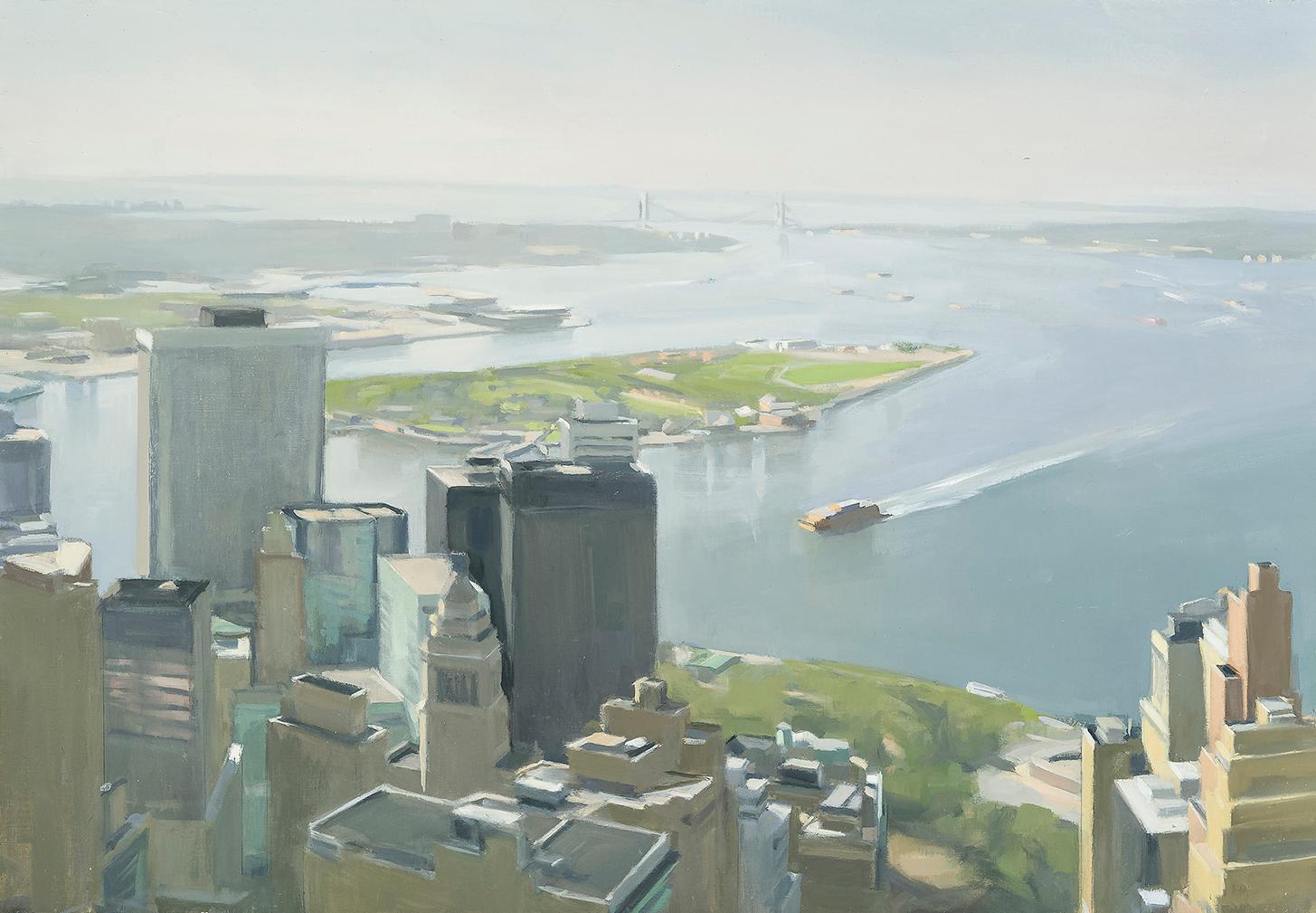 Lower Manhattan and Ferry  - Painting by Diana Horowitz