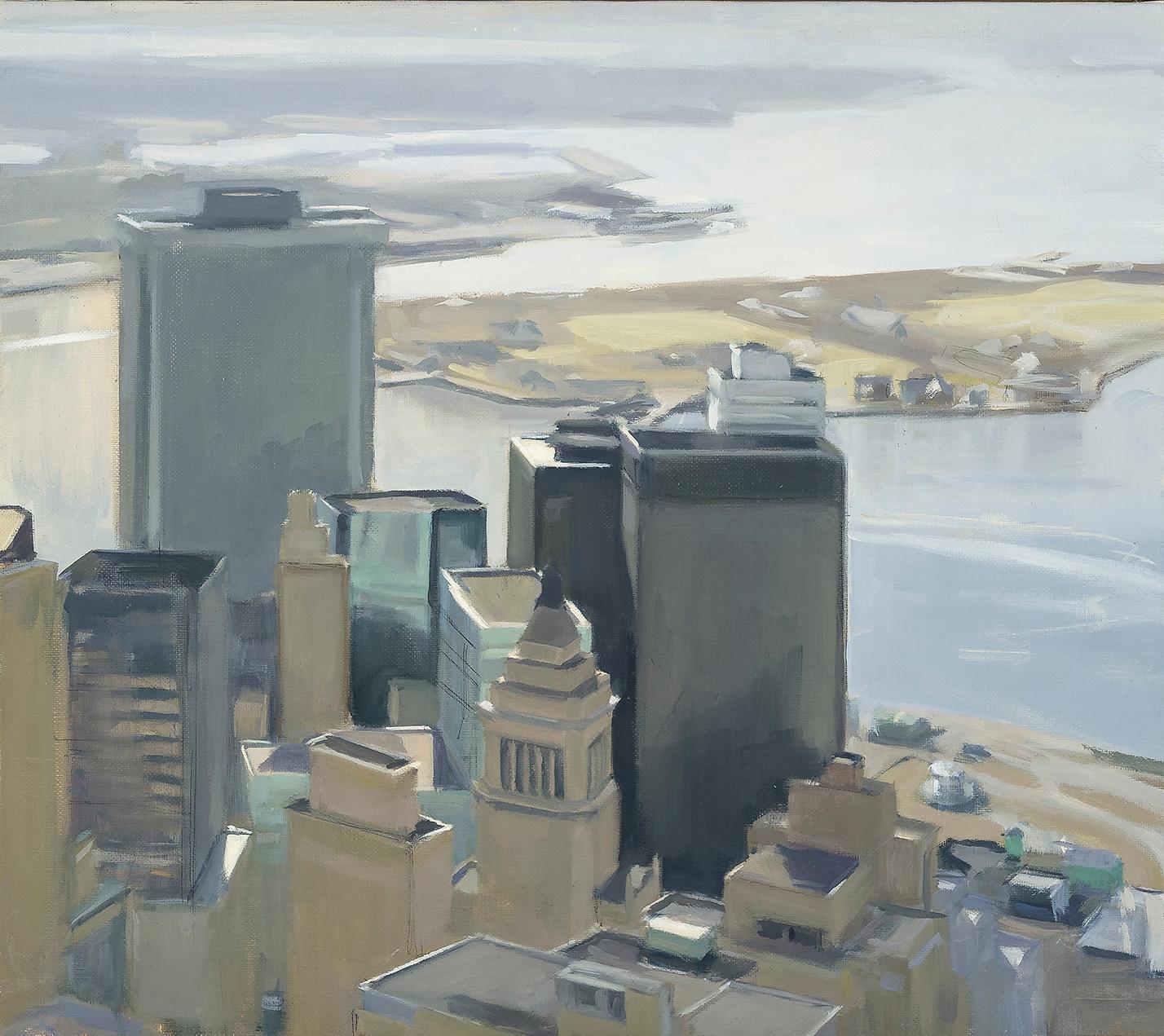New Yorker Hafen und die Governor's Island  – Painting von Diana Horowitz