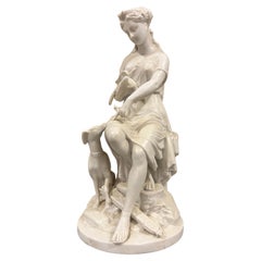 « Diane, déesse de la chasse et de la lune » - Sculpture ancienne en porcelaine en biscuit, années 1800