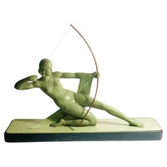 Diana Huntress Sculpture Decò en plâtre patiné par Salvatore Melani années 1930