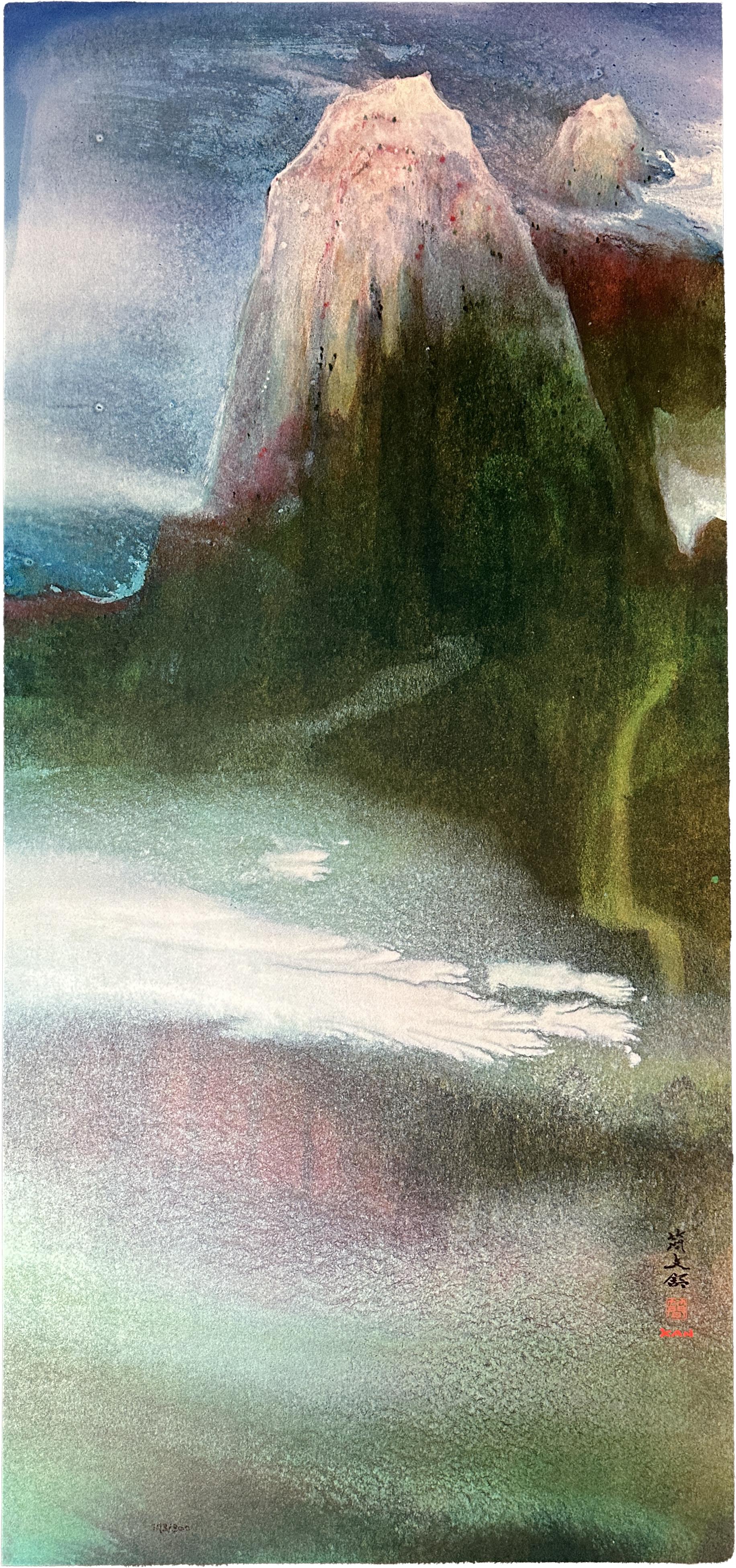 Diana Kan Landscape Print – Fantasy 1990 Landschaft Signierte limitierte Auflage Mixed Media Mixed Media 