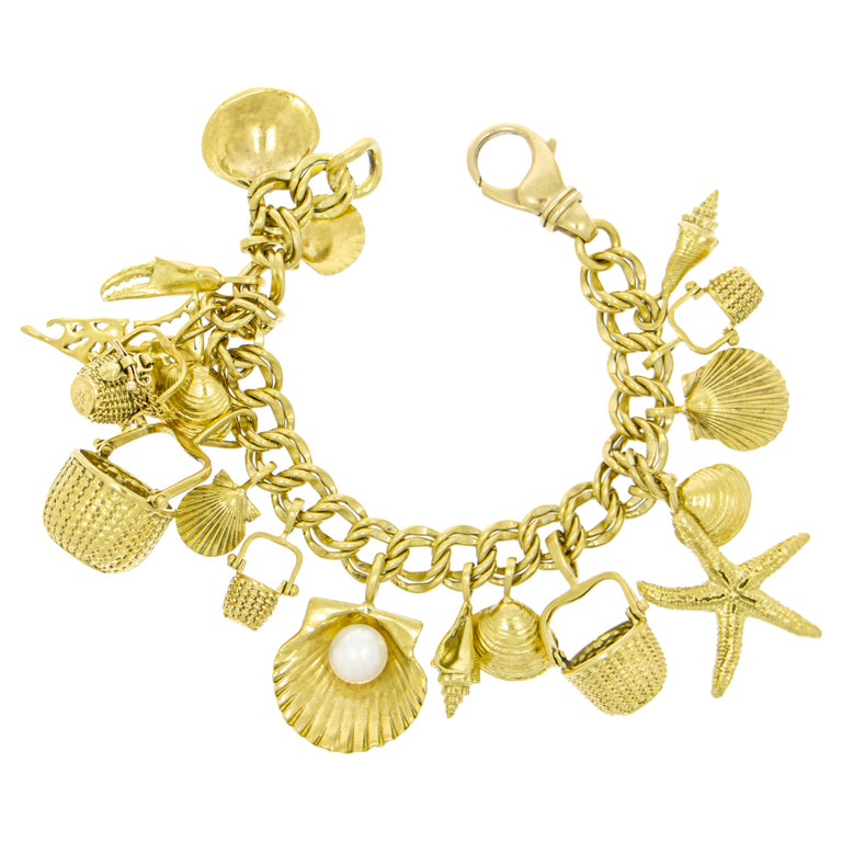 Diana Kim England 18K Yellow Gold Charm Bracelet with 18 Charms at ...