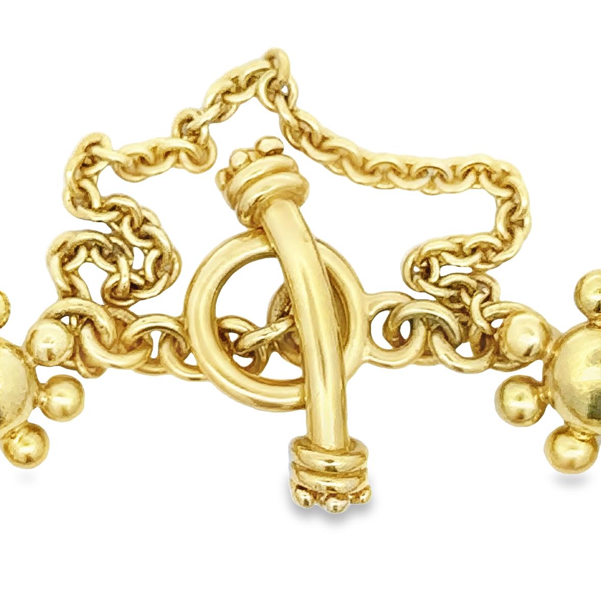 Art Nouveau Diana Kim England 18K Yellow Gold Handmade Charm Bracelet  For Sale