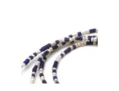 Diana Kim England Fine Lapis Keshi and Seed Pearl Strand, Signature 18K Clasp