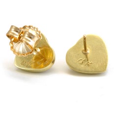 Diana Kim England Heart Shaped Mabe' Pearl Earrings in 18 Karat Gold