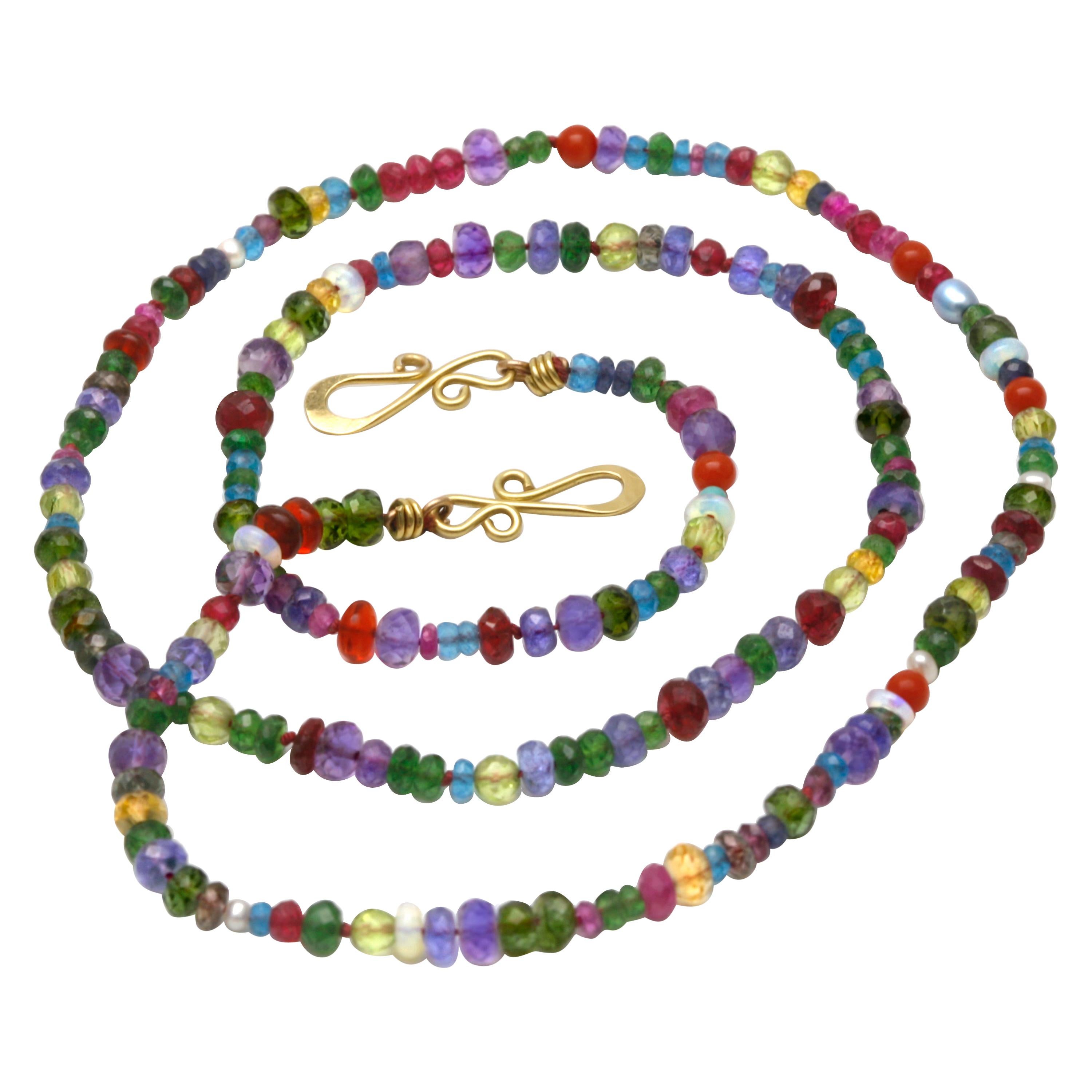 Diana Kim England Many Colored Faceted Gemstone Bead Strand For Sale