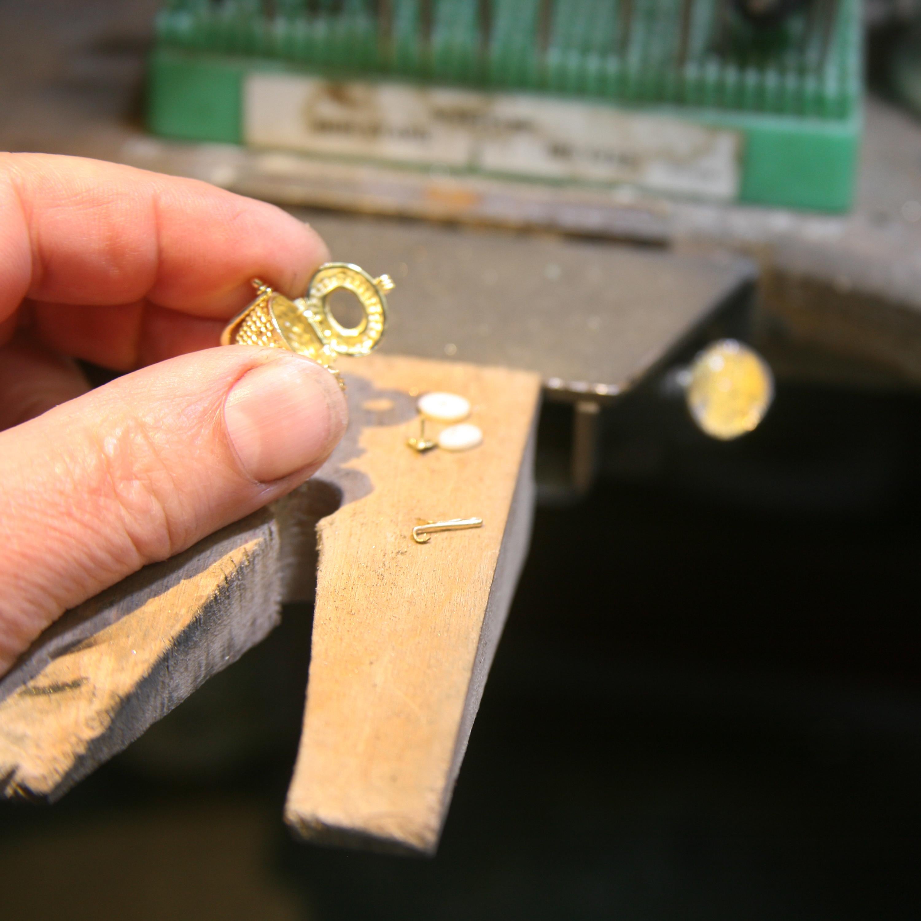 Diana Kim England Nantucket Lightship Locket in 18k Gold with Ebony and Diamonds For Sale 4