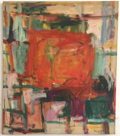 "Big Orange" Diana Kurz, Intense Vermillion Abstract Expressionist Painting