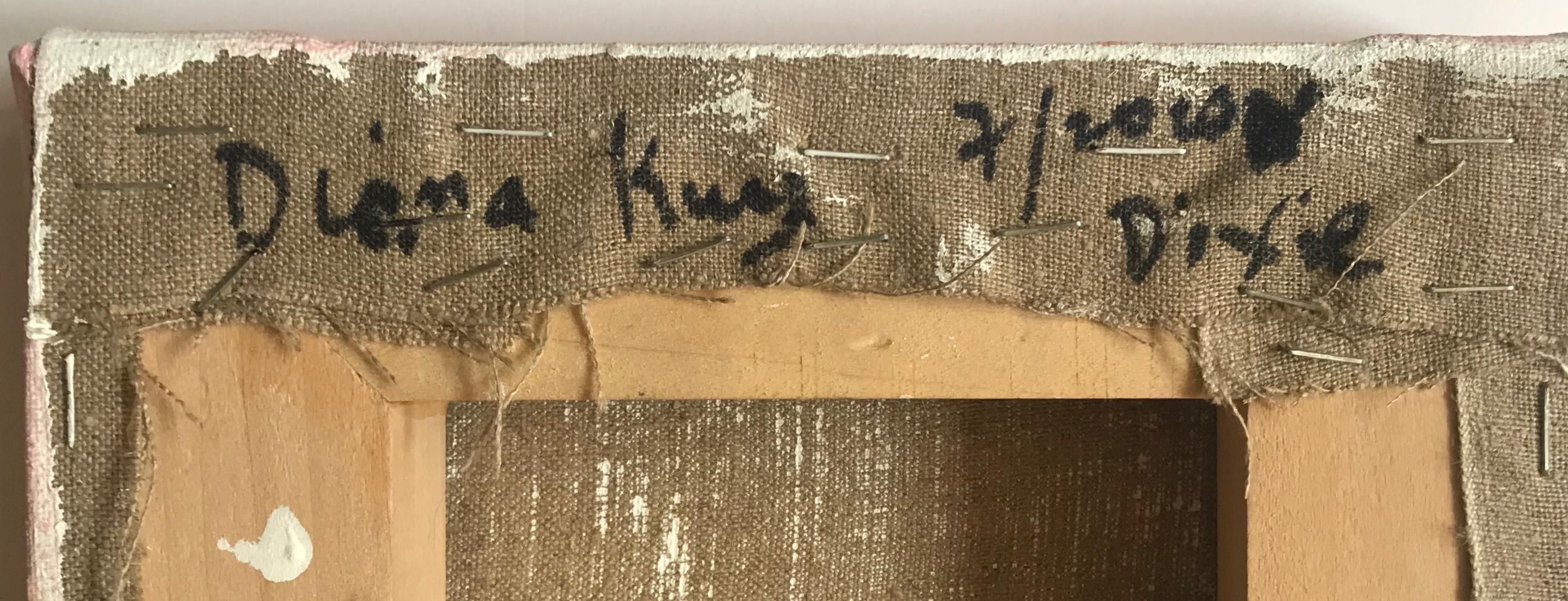 Diana Kurz
Dix/Dixie, 2020
Óleo sobre lino
Firmado a mano en el anverso, el lateral y el reverso: con iniciales en el anverso; firma completa en el reverso, y en el lateral
10 × 8 × 1 1/2 pulgadas
Único
Ésta es una de las obras ganadoras del