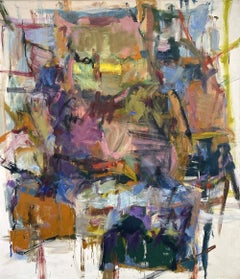 "Thelo #1" Diana Kurz, Abstract Expressionist Gestural Purples and Blues