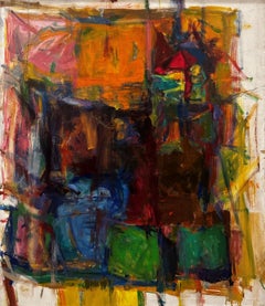 "Thelo #8" Diana Kurz, circa 1959 Pittura ad olio astratta espressionista di grandi dimensioni