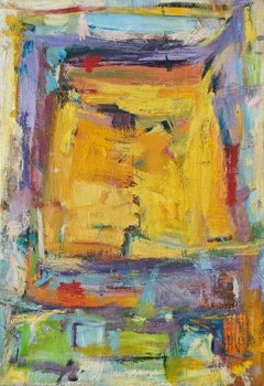 "Untitled" Diana Kurz, Gestural, Yellow, Purple, Abstract Expressionist Work