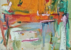 "Senza titolo" Diana Kurz, Arancione intenso, Arte astratta-espressionista femminile, Scuola di Hans Hofmann