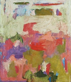 "Untitled" Diana Kurz, Pink and Red, Gestural, Abstract Expressionism, Green