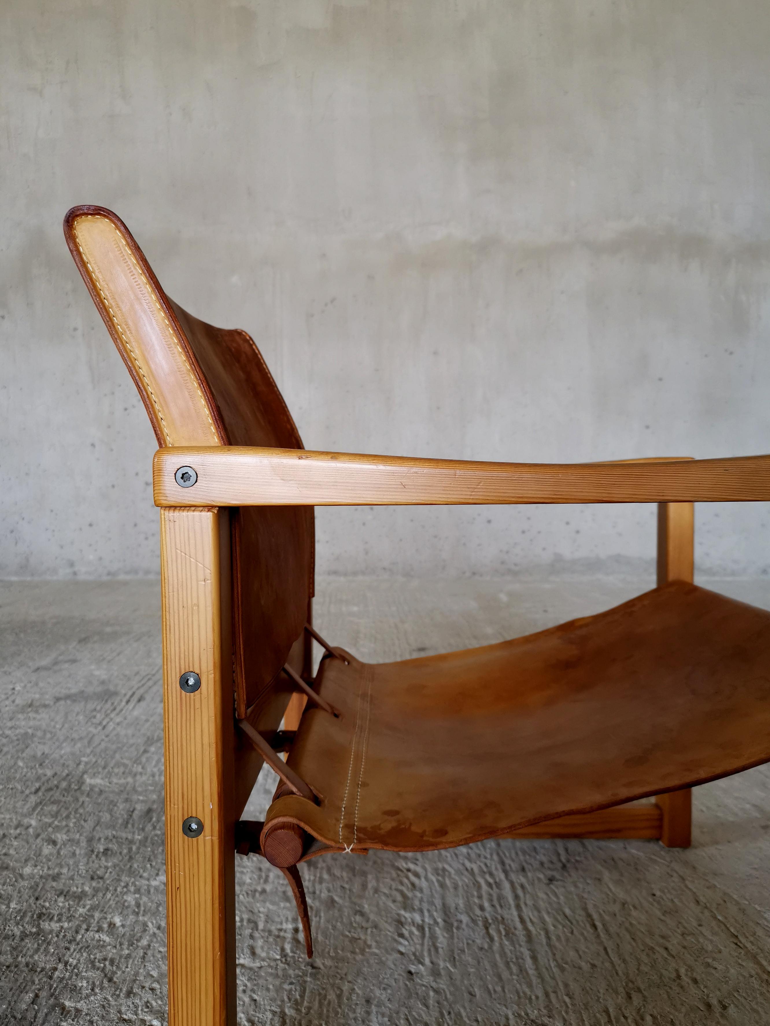 Diana lounge chair by Karin Mobring for Ikea Sweden 1970s, thick cognac leather. For Sale 4