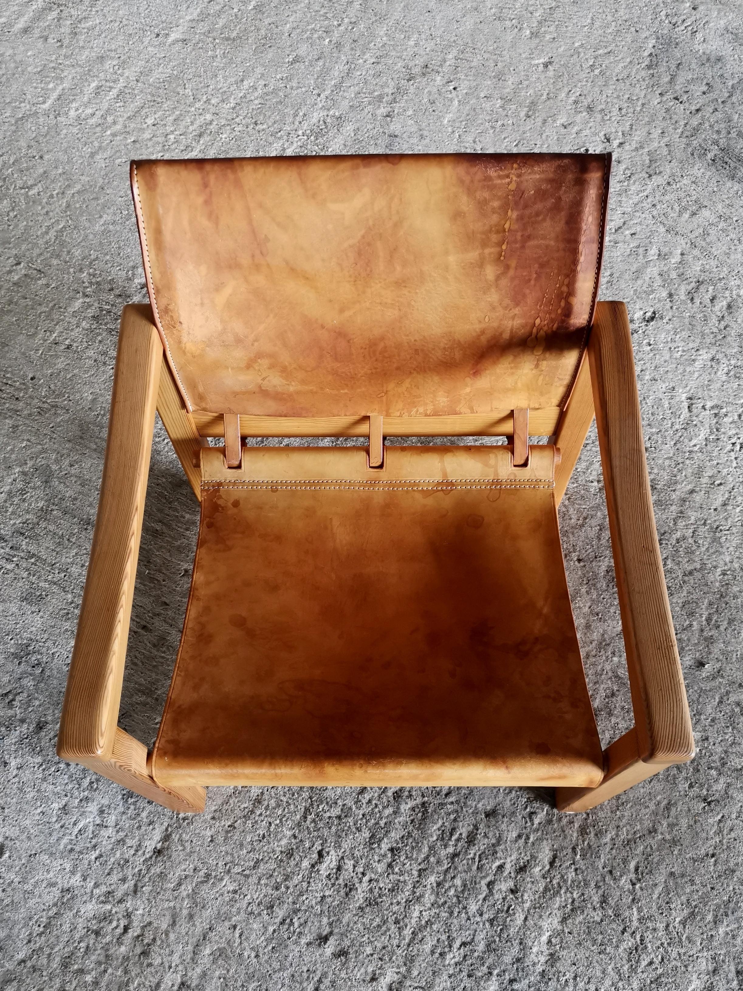 Diana lounge chair by Karin Mobring for Ikea Sweden 1970s, thick cognac leather. For Sale 5