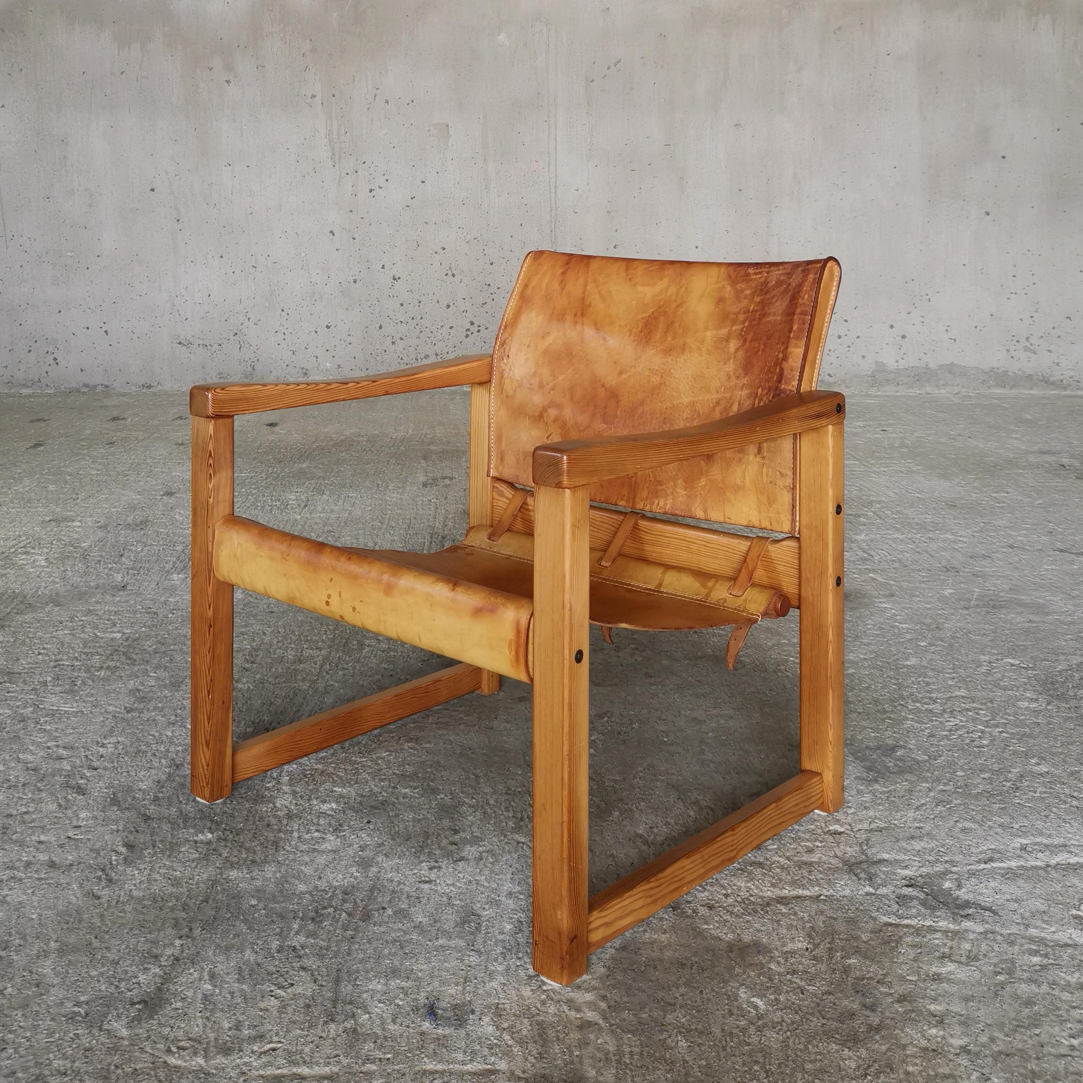 Diana lounge chair by Karin Mobring for Ikea Sweden 1970s, thick cognac leather. For Sale 7