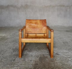 Diana lounge chair by Karin Mobring for Ikea Sweden 1970s, thick cognac leather.