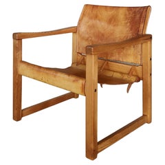 Sillón Diana de Karin Mobring para Ikea Suecia, años 70, cuero grueso color coñac.