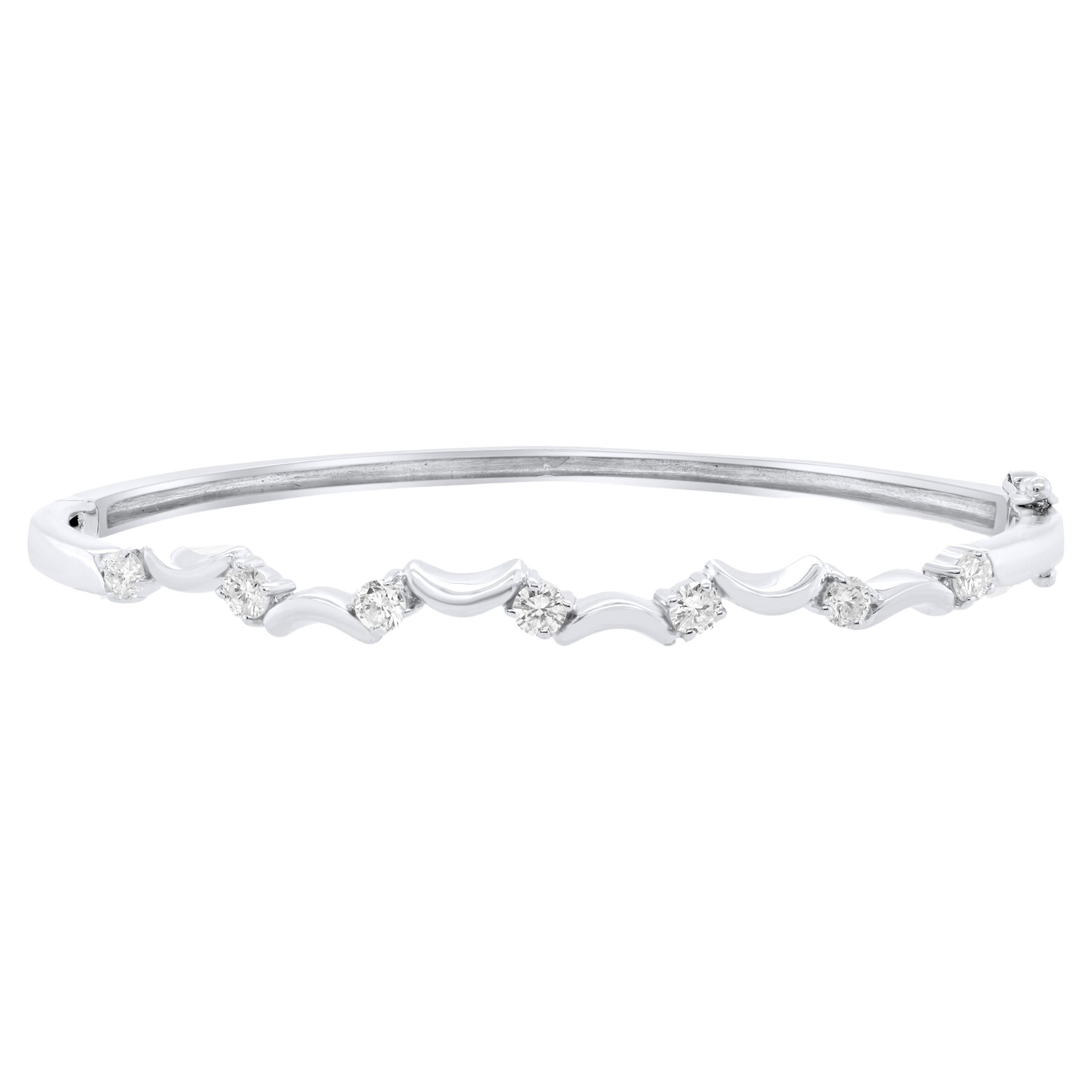 Diana M 0.35cts Diamond Fashion Bangle in 14K White Gold For Sale