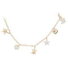 Diana M 0.35cts Diamond Star, Turtle, & Heart Charm Bracelet 